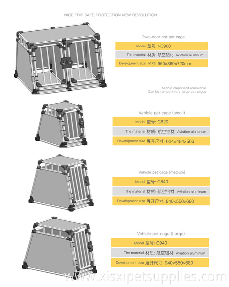 Indoor Outdoor different size Pet Cage Large Medium Dogs cat Travel Metal Double-Door car travel cages carrier